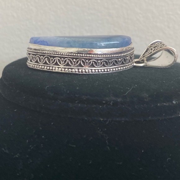 Hand Crafted Sterling Silver Blue Botswana Agate Pendant - Picture 4 of 8
